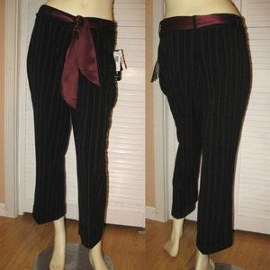 NWT Vintage Y2K 90s Briggs New York Womens Cropped Pants Size 12 Black Pinstripe